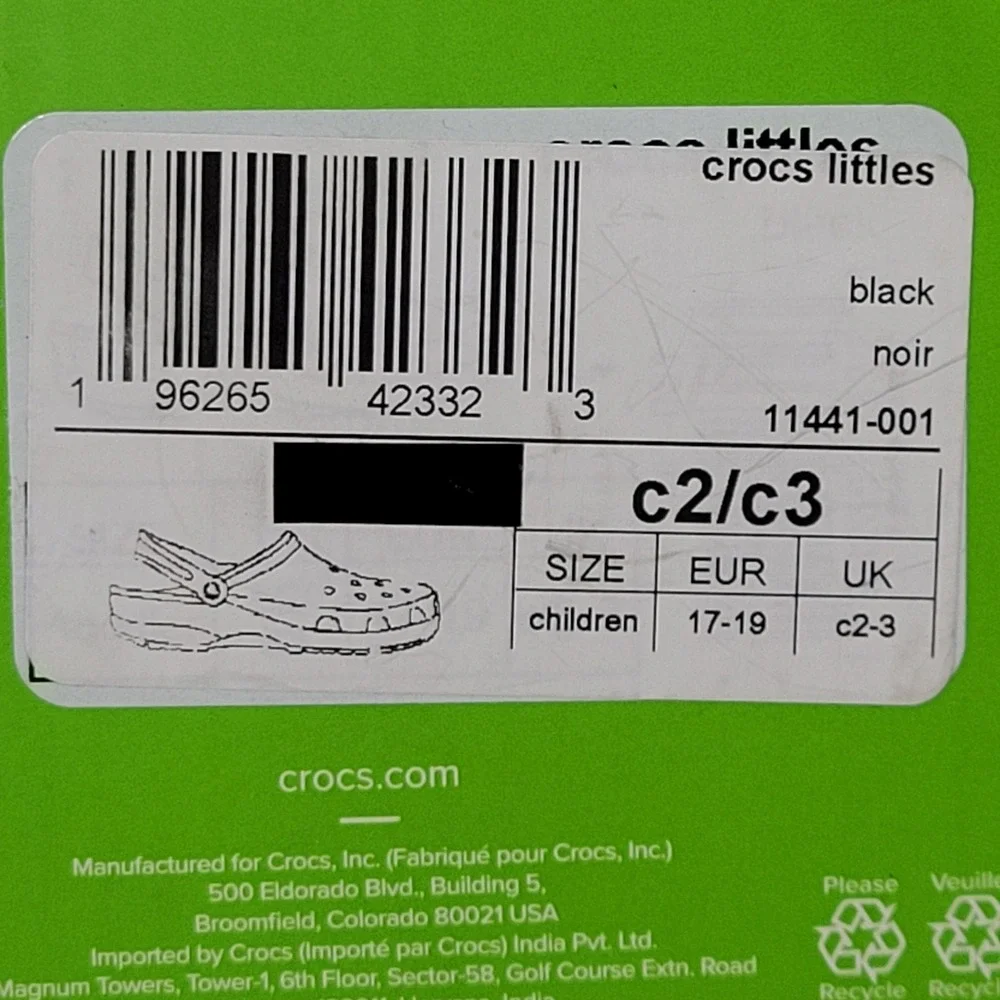 Crocs Infant Littles Classic Clogs Size C2/C3 Black Slip On Shoe Unisex Gift Box